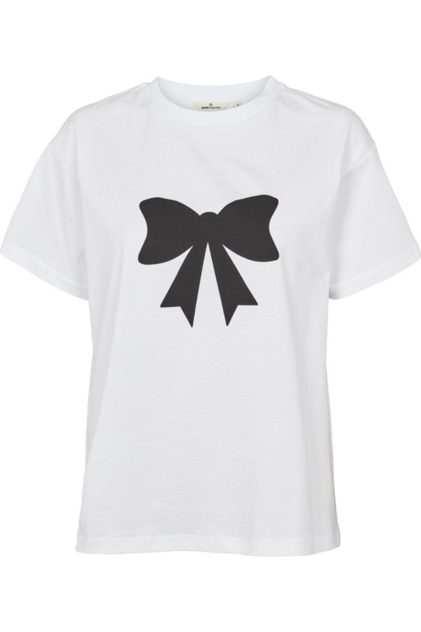 Basic Apparel - Rikke Bow Tee BA118-24 - 745 White W. Black Print Supply