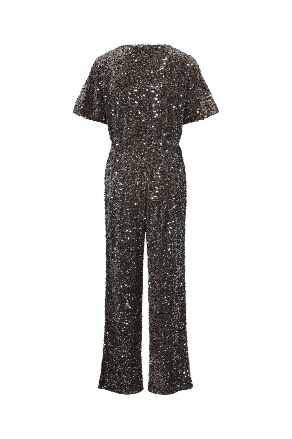 Pieces - Pckam Ss Jumpsuit - 4641546 Morel Silver Sequins on Sale