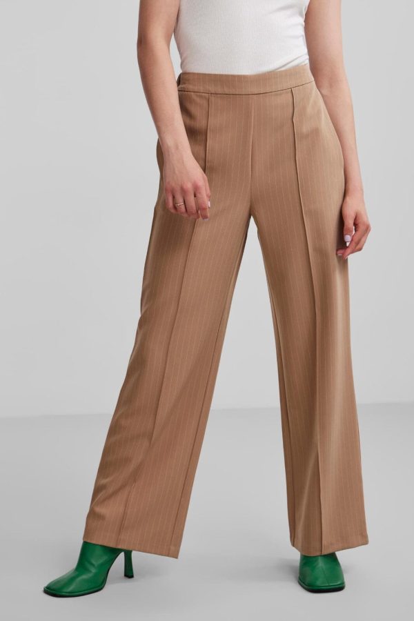 Pieces - Pcbossy Hw Wide Striped Pants - Silver Mink Pinkstripe on Sale