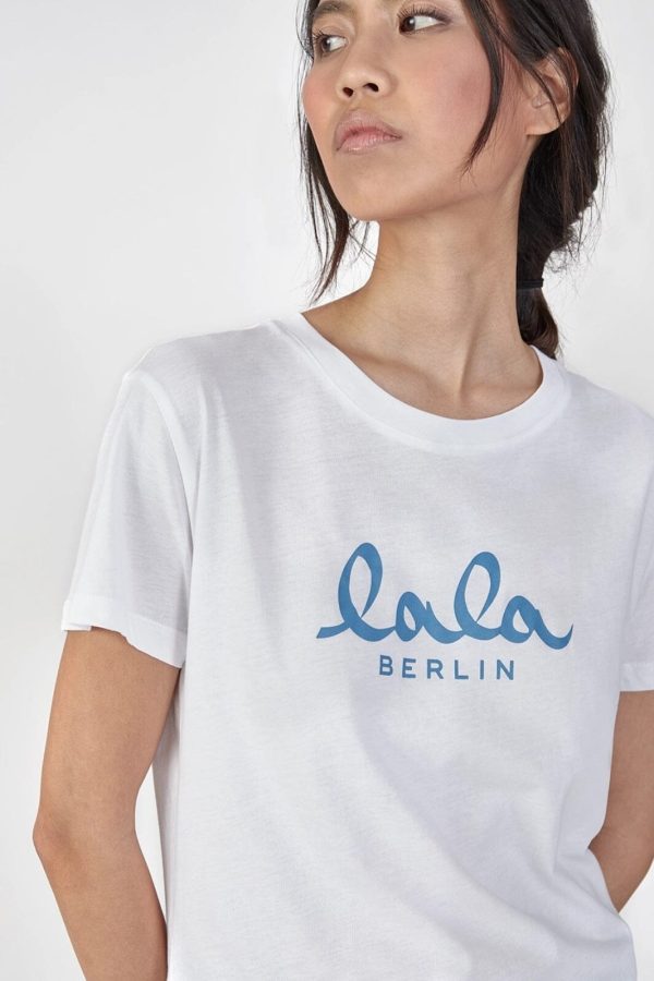 Lala Berlin - T-Shirt Cara 10010169 - Lala White Blue Hot on Sale