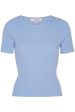 A-View - Rib Knit Short Sleeve Top - 282 Light Blue Hot on Sale