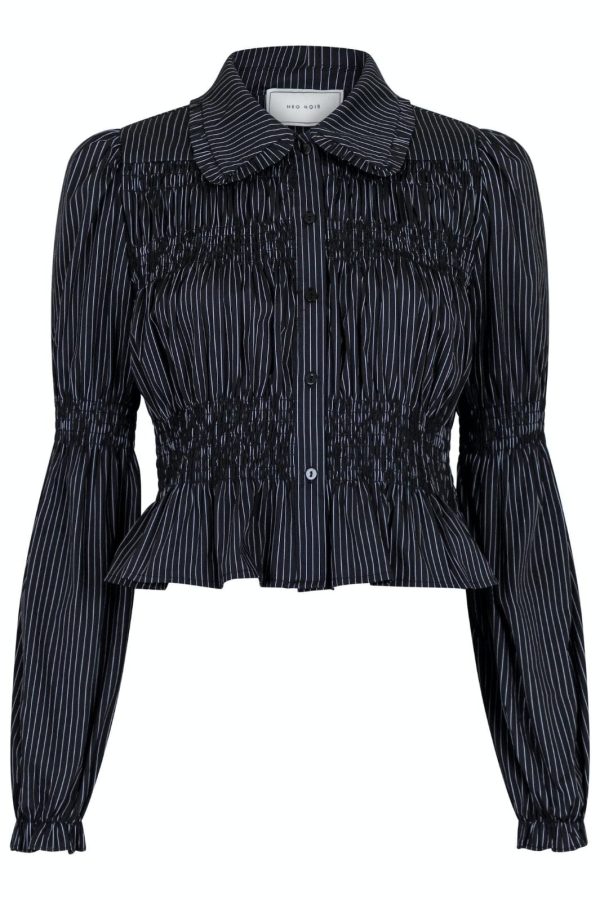 Neo Noir - Kella Stripe Smock Shirt - Black Sale