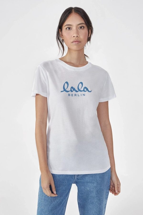 Lala Berlin - T-Shirt Cara 10010169 - Lala White Blue Hot on Sale