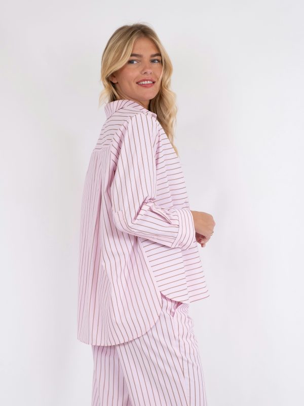 Neo Noir - Gili Multi Stripe Shirt - Light Pink For Sale