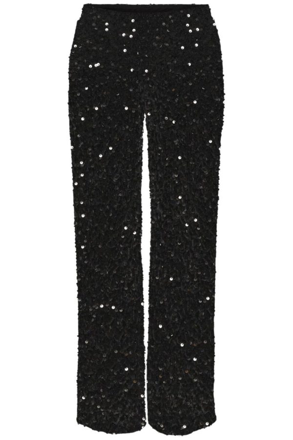 Pieces - Pckam Wide Pant - 4617668 Black Black Sequins Discount