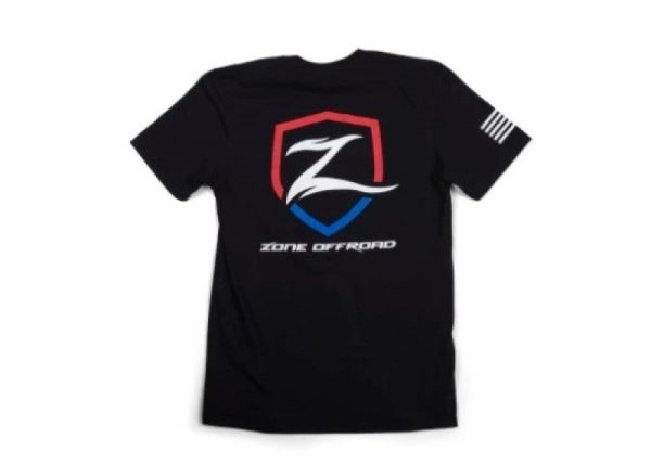 Zone Offroad Black Premium Cotton T-Shirt w  Patriotic Zone Logos - 5XL For Cheap