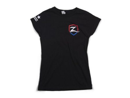 Zone Offroad Black Premium Cotton T-Shirt w  Patriotic Zone Logos - Womens - S For Discount