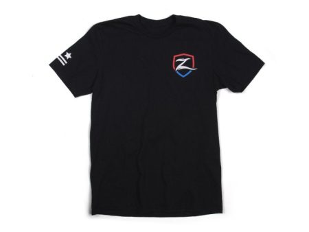 Zone Offroad Black Premium Cotton T-Shirt w  Patriotic Zone Logos - Small Hot on Sale